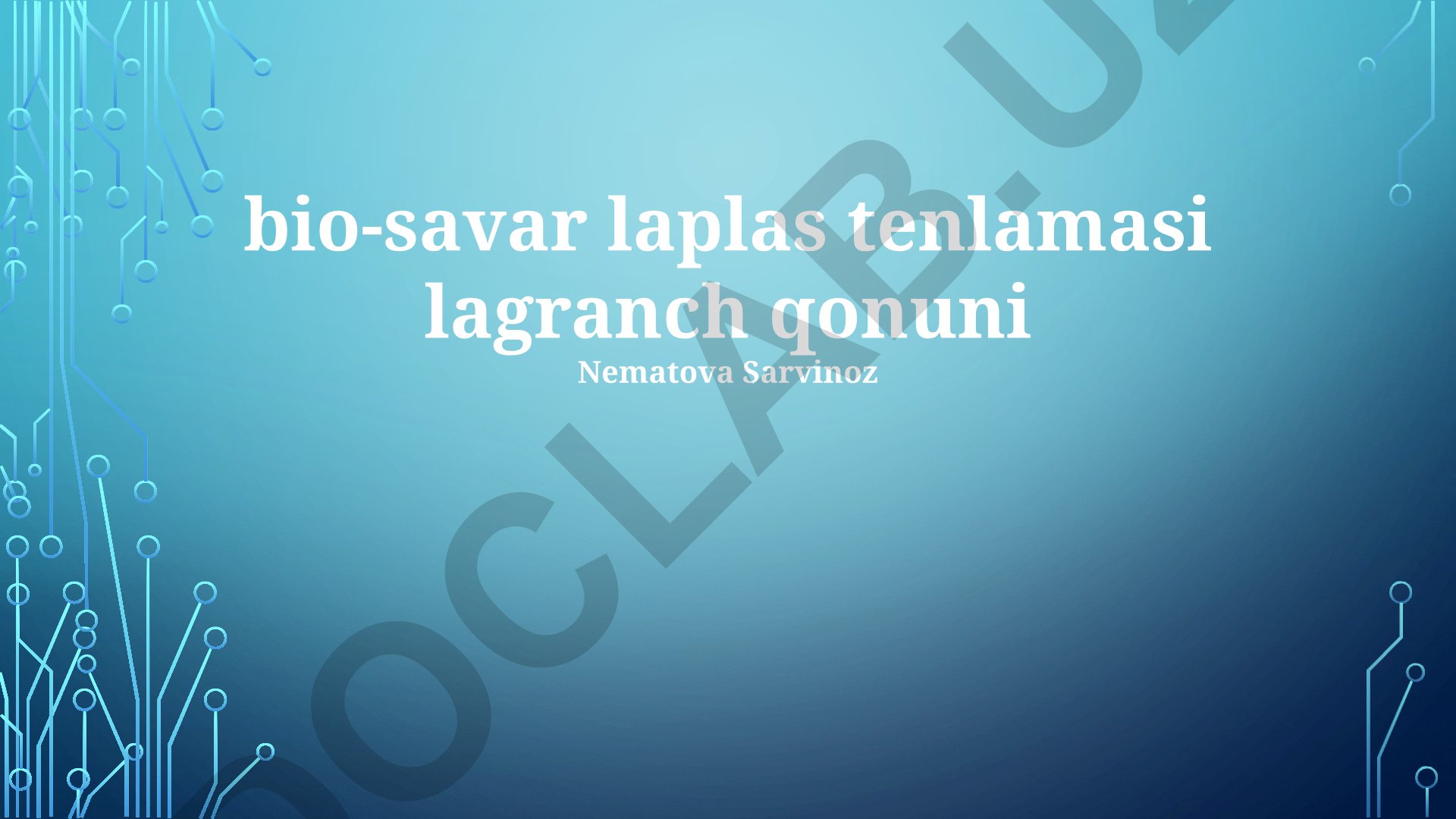 Lagranj qonuni, Laplas tenglamasi va Bio-Savar qonuni