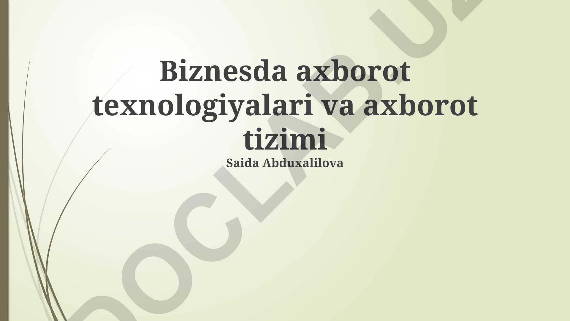 Biznesda axborot texnologiyalari va axborot tizimlari
