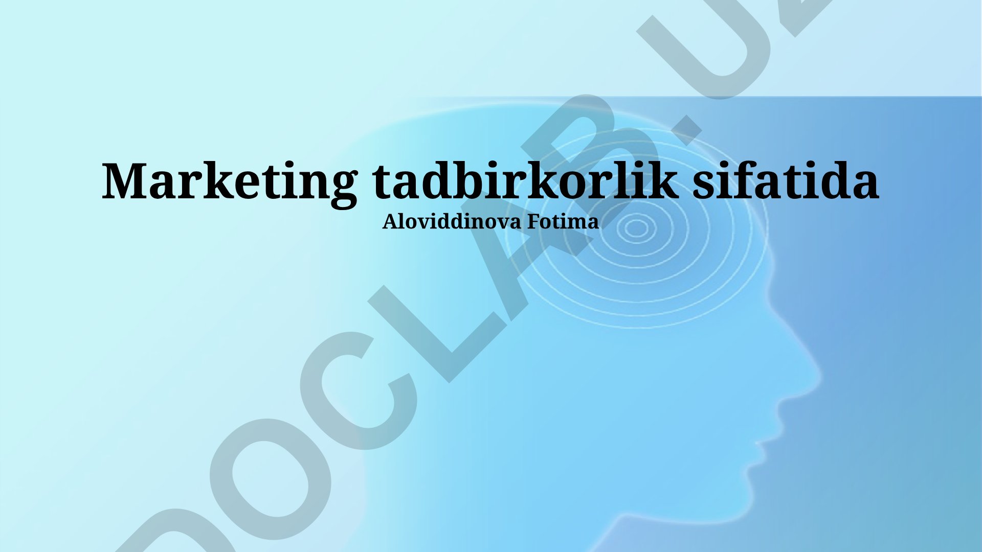 Marketing tadbirkorlik sifatida