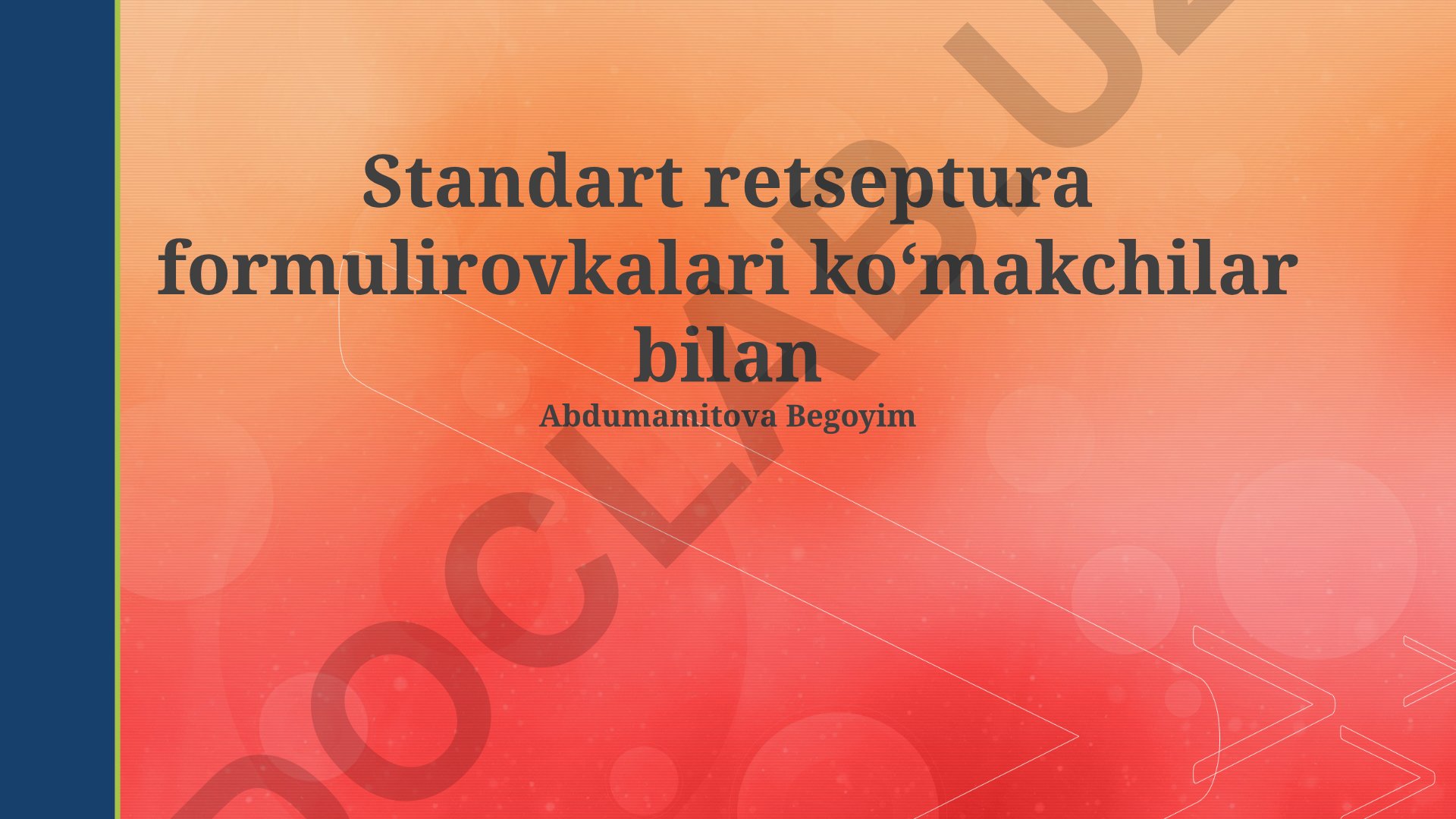Standart retseptura formulirovkalari va yordamchilarning roli
