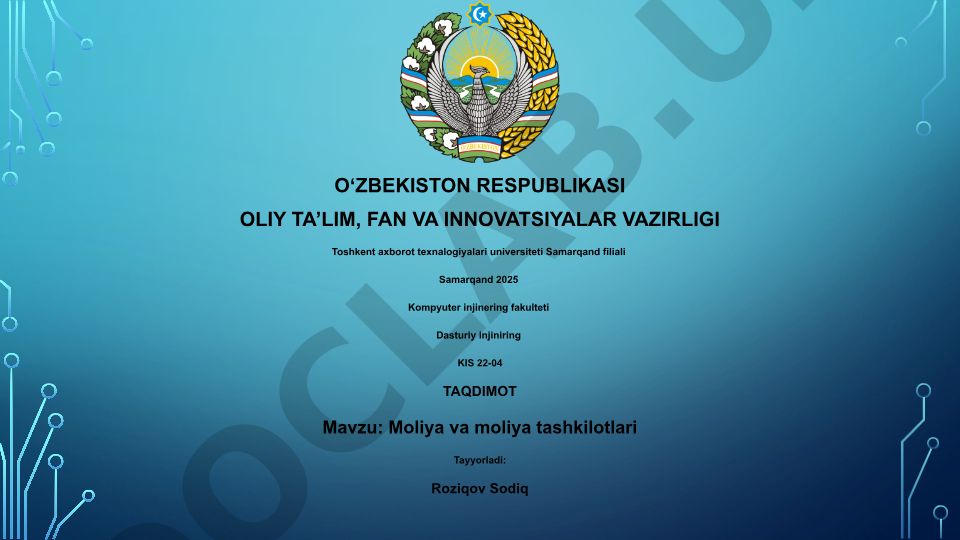 Moliya va moliya tashkilotlari