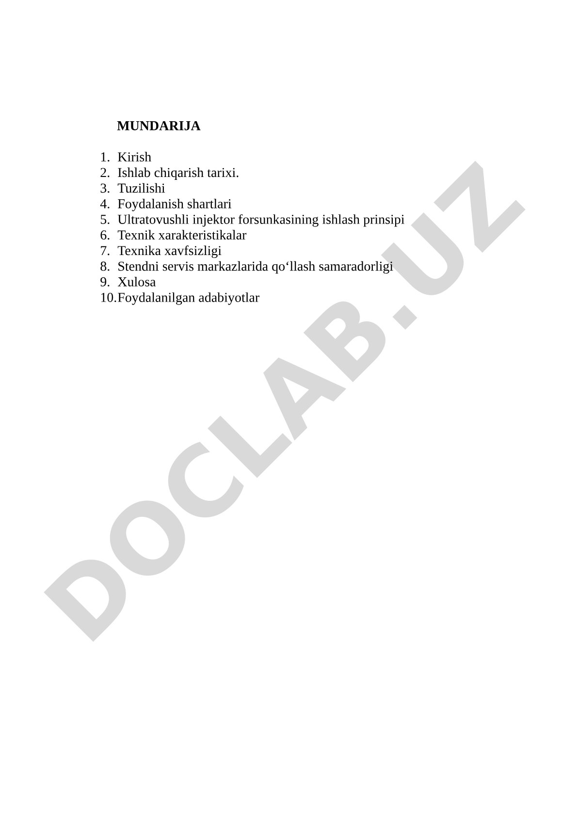 Ultratovushli injektor forsunkasining ishlash prinsipi va stendni servis markazlarida qo'llash samaradorligi