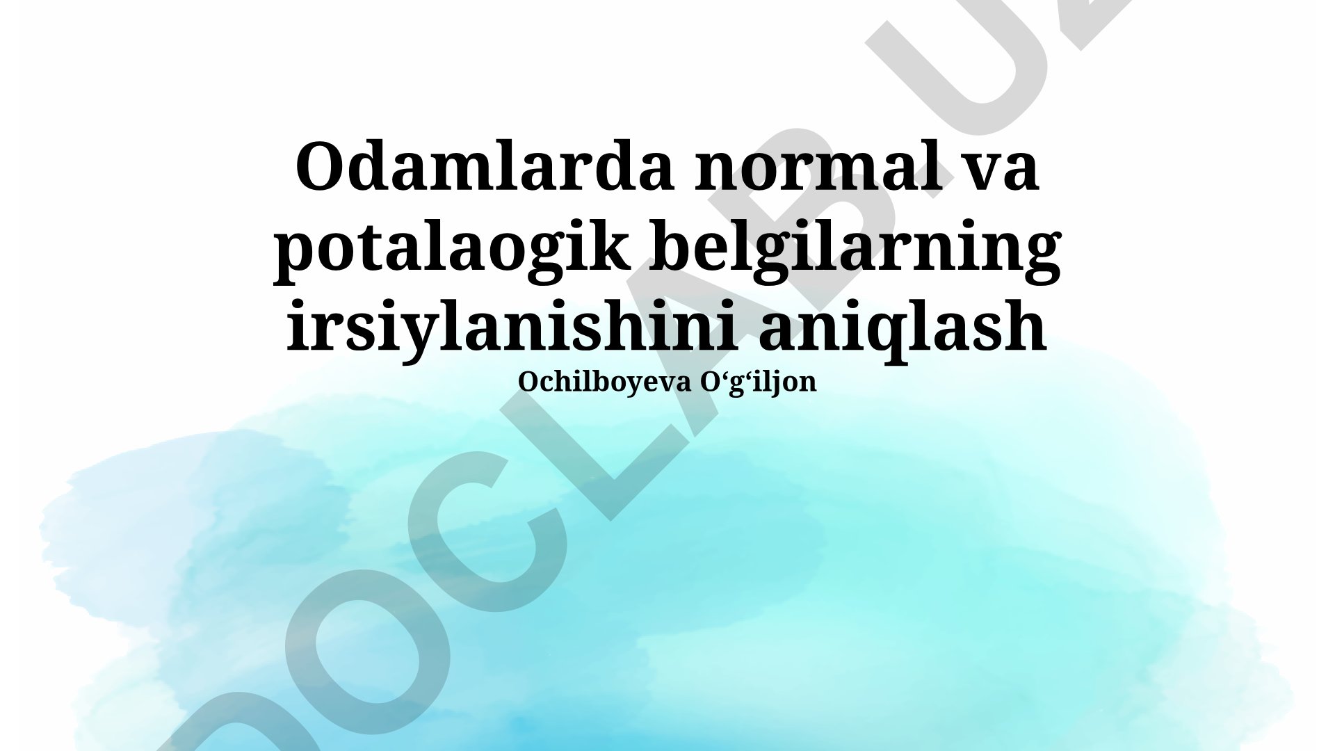 Odamlarda normal va patalogik belgilarning irsiylanishini aniqlash