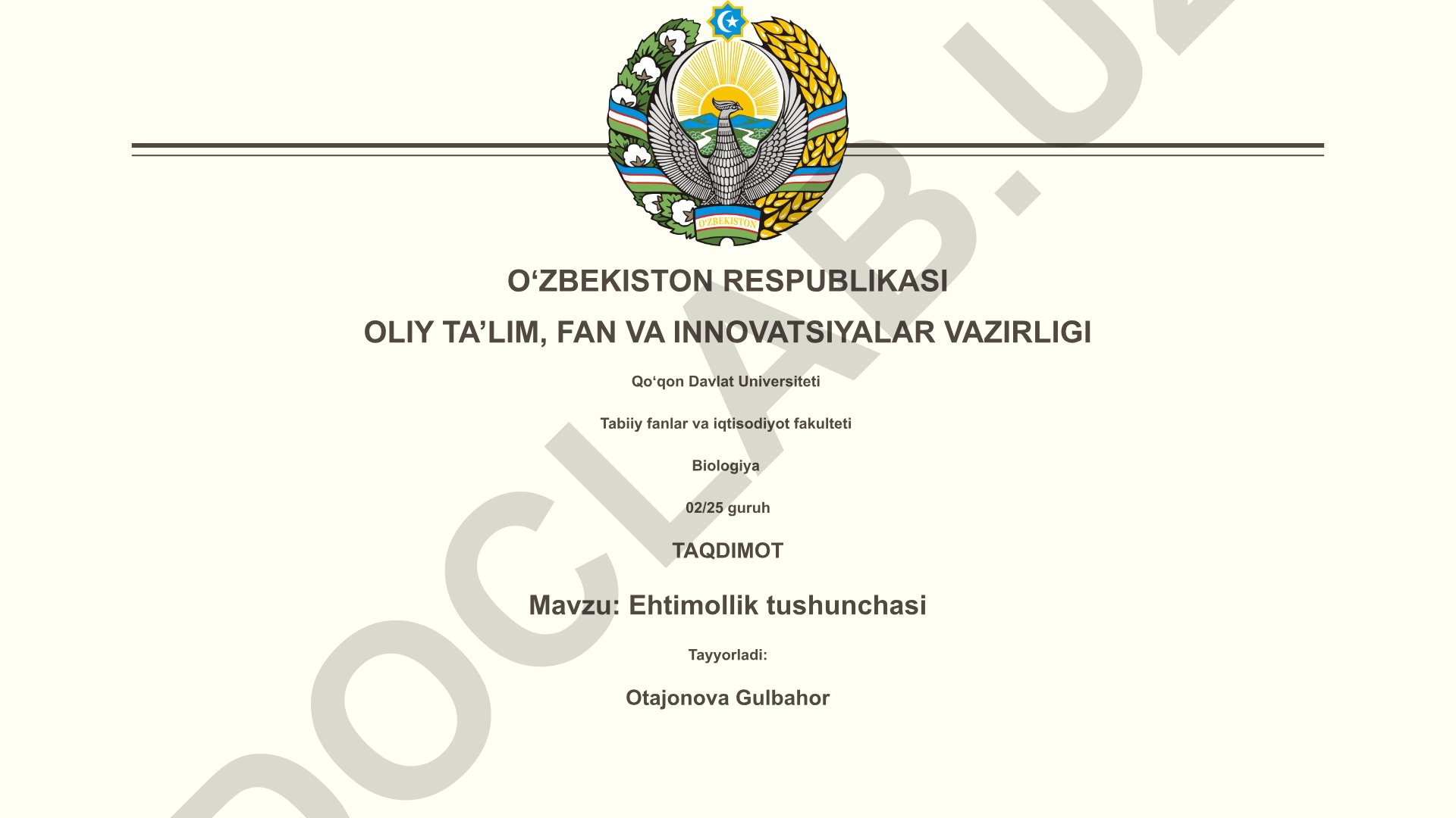 Ehtimollik tushunchasi