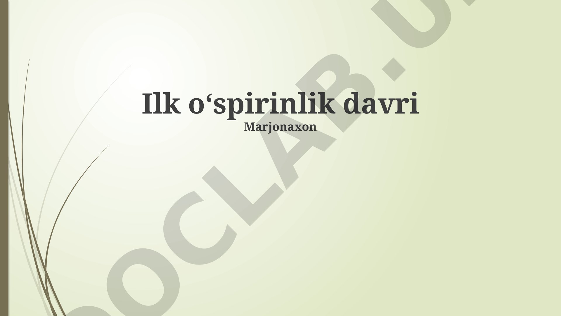 Ilk oʻspirinlik davri