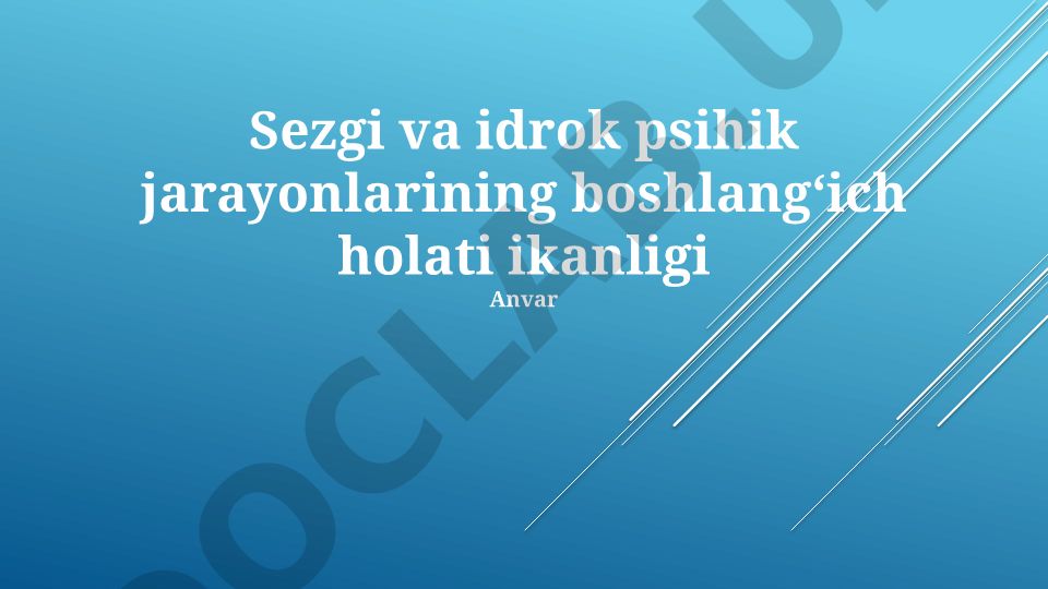 Sezgi va idrok psixik jarayonlari