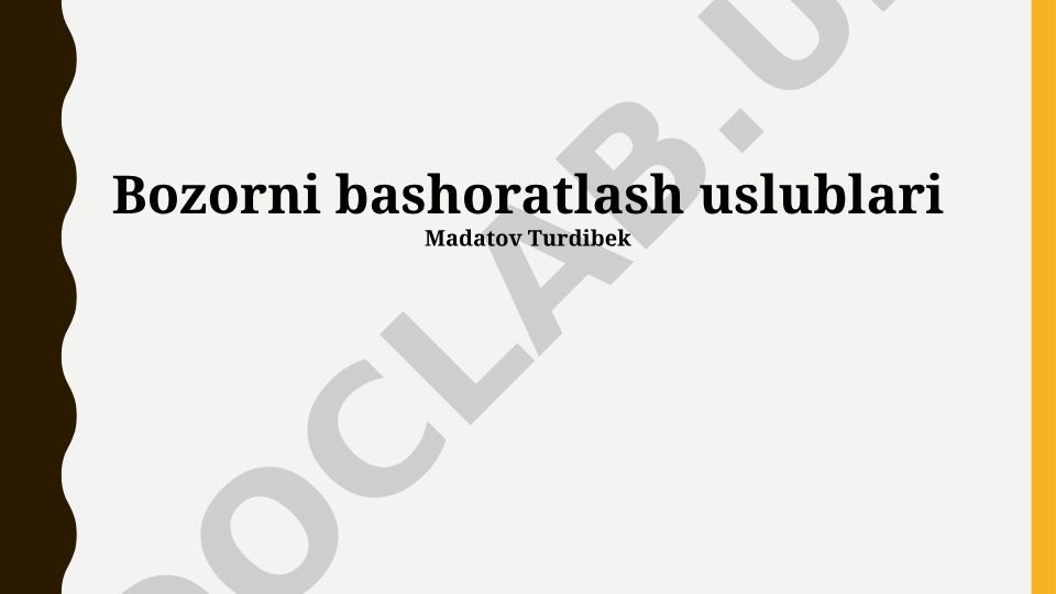 Bozorni bashoratlash uslublari