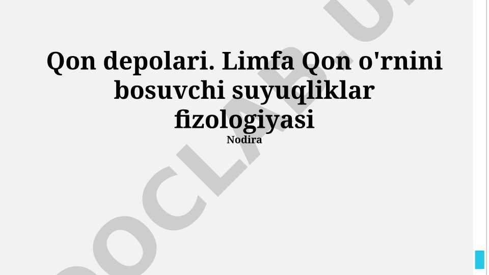 Qon o'rnini bosuvchi suyuqliklar va limfa fiziologiyasi