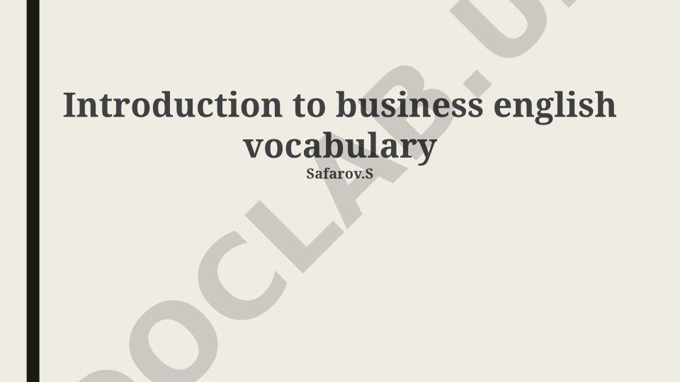 Business English Vocabulary Introduction