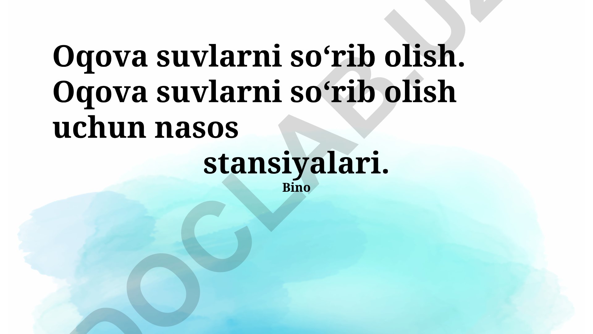 Oqava suvni so'rish tizimlari va nasos stansiyalari