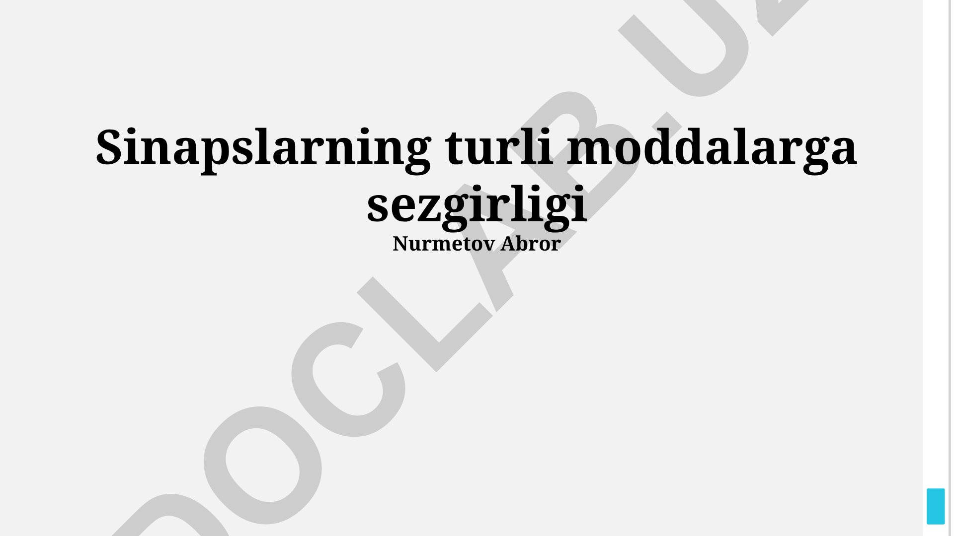 Sinapslarning turli moddalarga sezgirligi