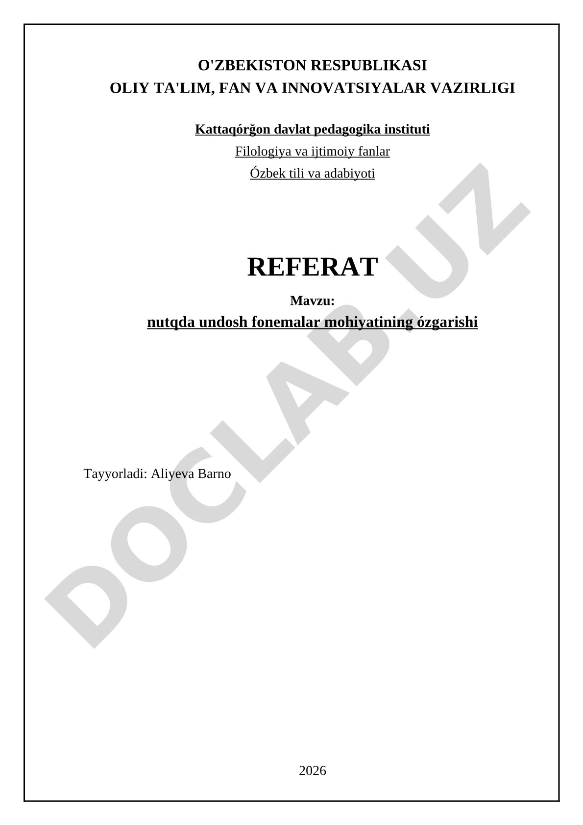 Nutqda undosh fonemalar mohiyatining o'zgarishi
