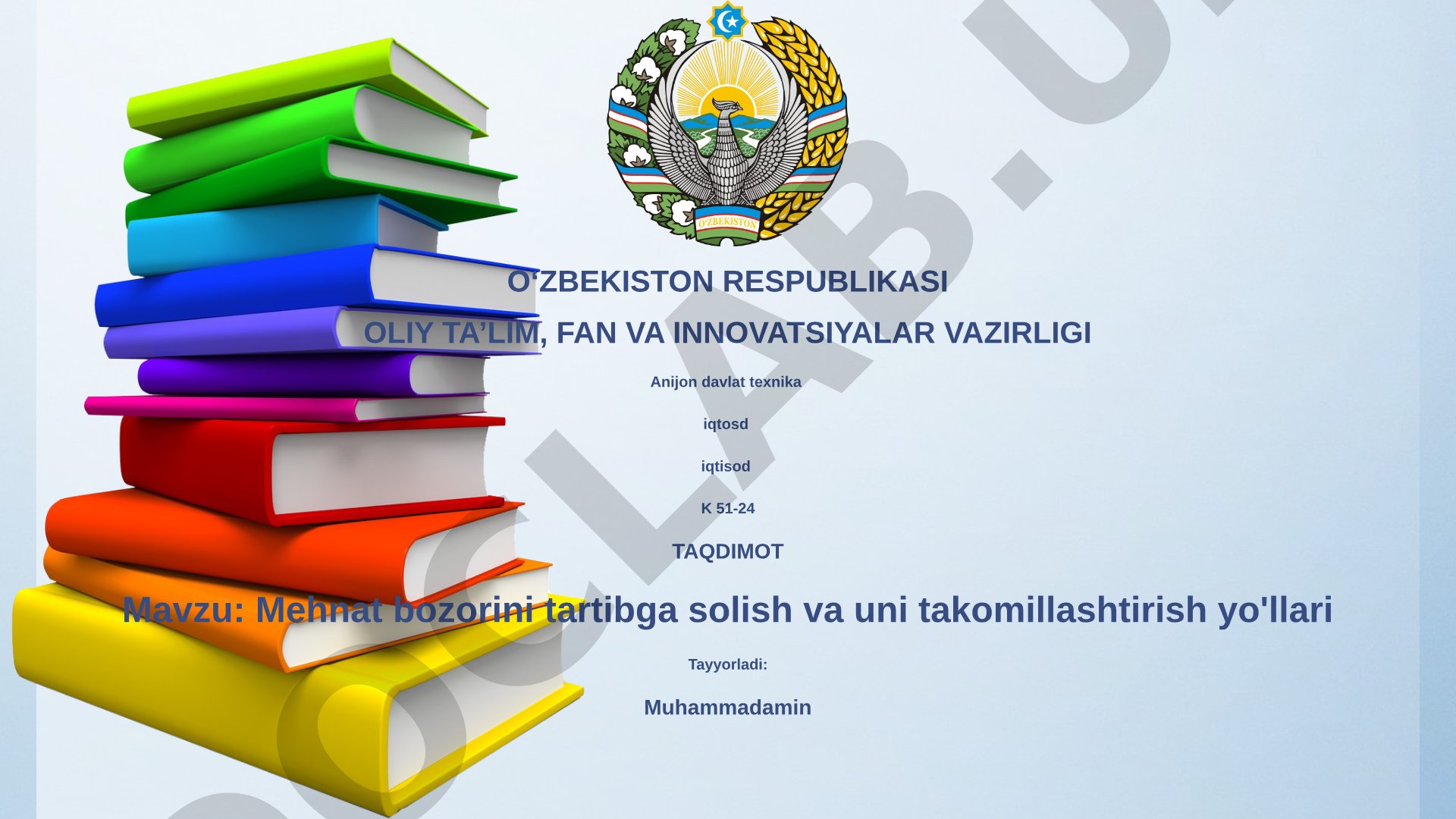 Mehnat bozorini tartibga solish va uni takomillashtirish yo'llari
