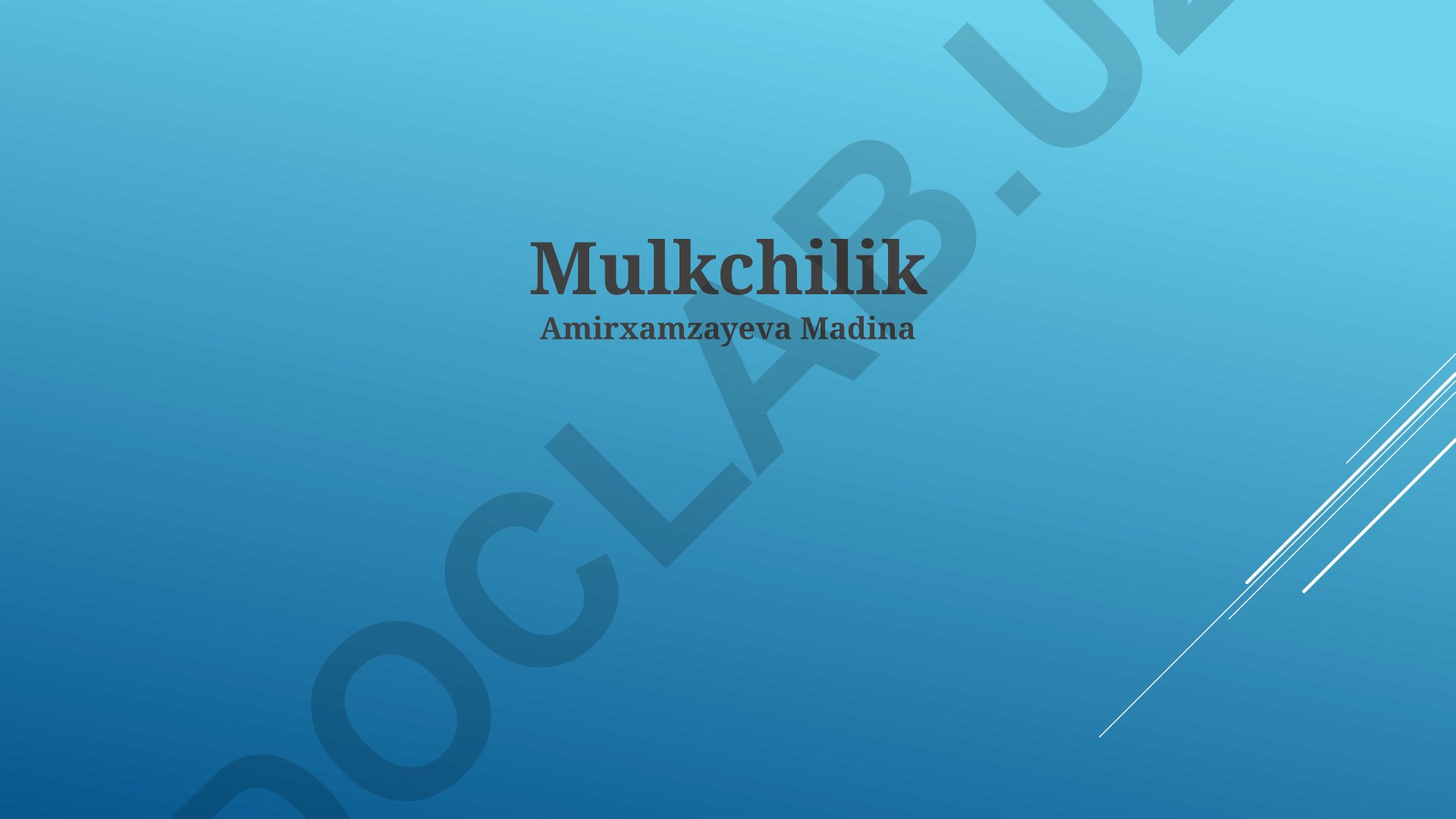 Mulkchilik huquqi va egalikning mohiyati