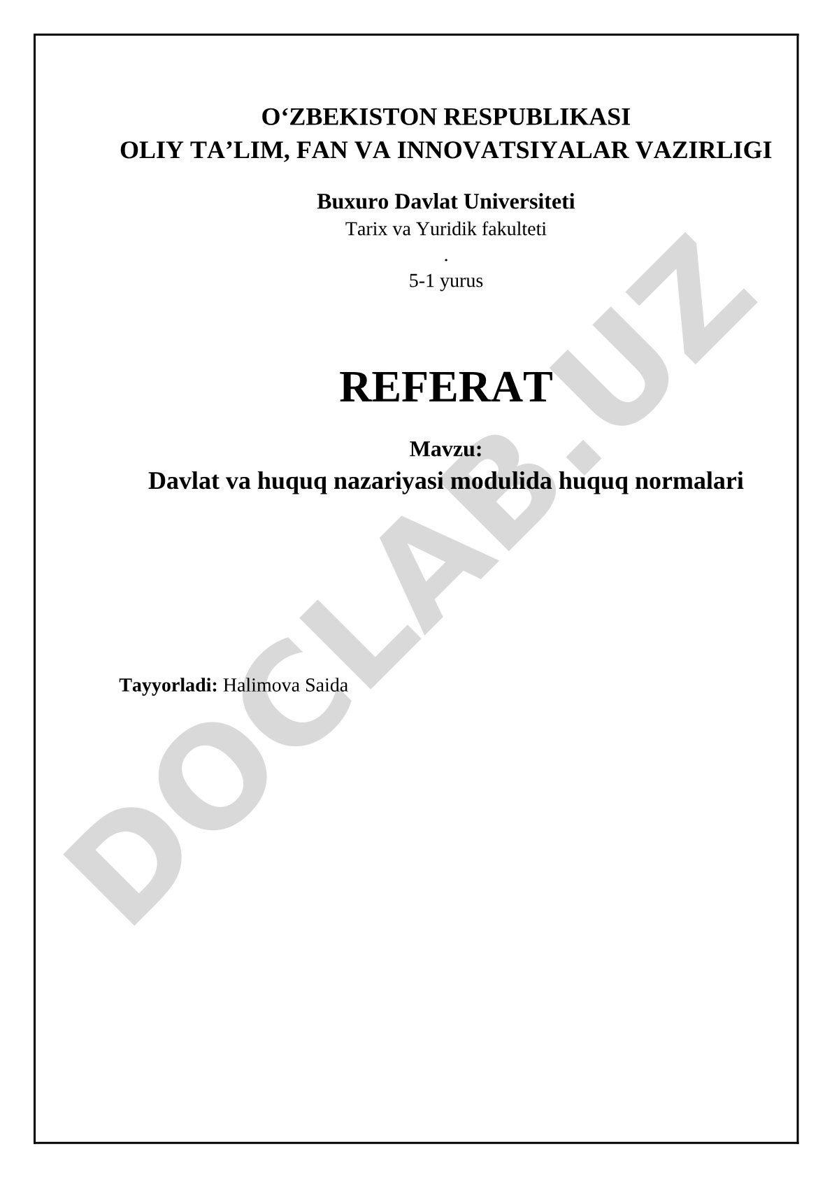 Davlat va huquq nazariyasi modulida huquq normalari