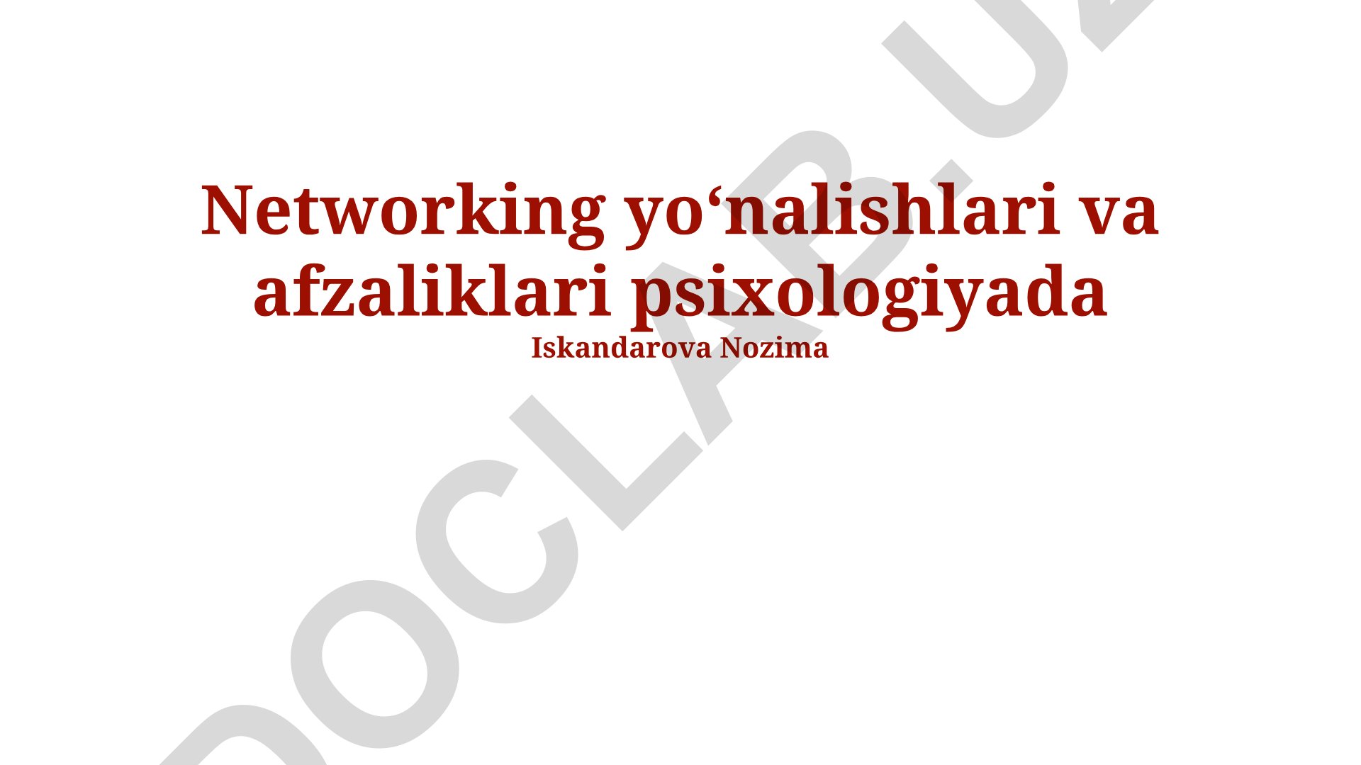 Psixologiyada networking yo'nalishlari va afzaliklari