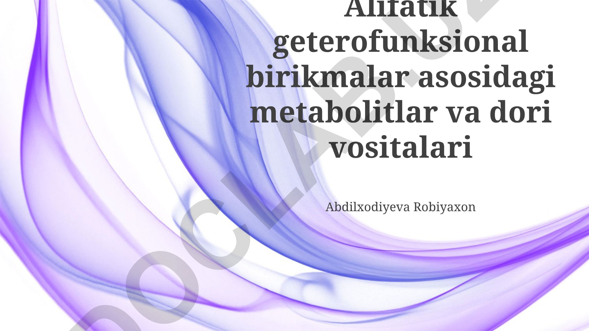 Alifatik geterofunksional birikmalar asosidagi metabolitlar va dori vositalari