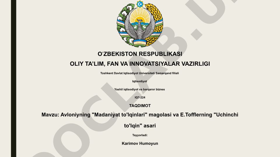 Avloniyning "Madaniyat to'lqinlari" maqolasi va E.Tofflerning "Uchinchi to'lqin" asari
