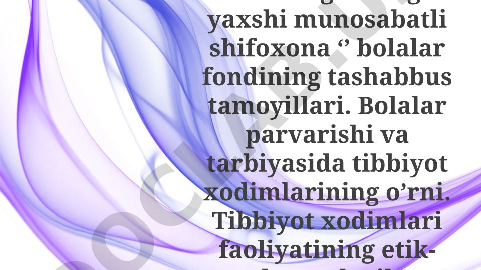 Bolalarga va o'smirlarga davolash-profilaktik yordam ko'rsatishning zamonaviy tamoyillari