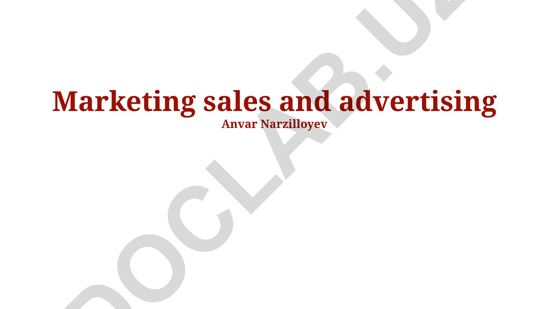 Marketing sales and advertising