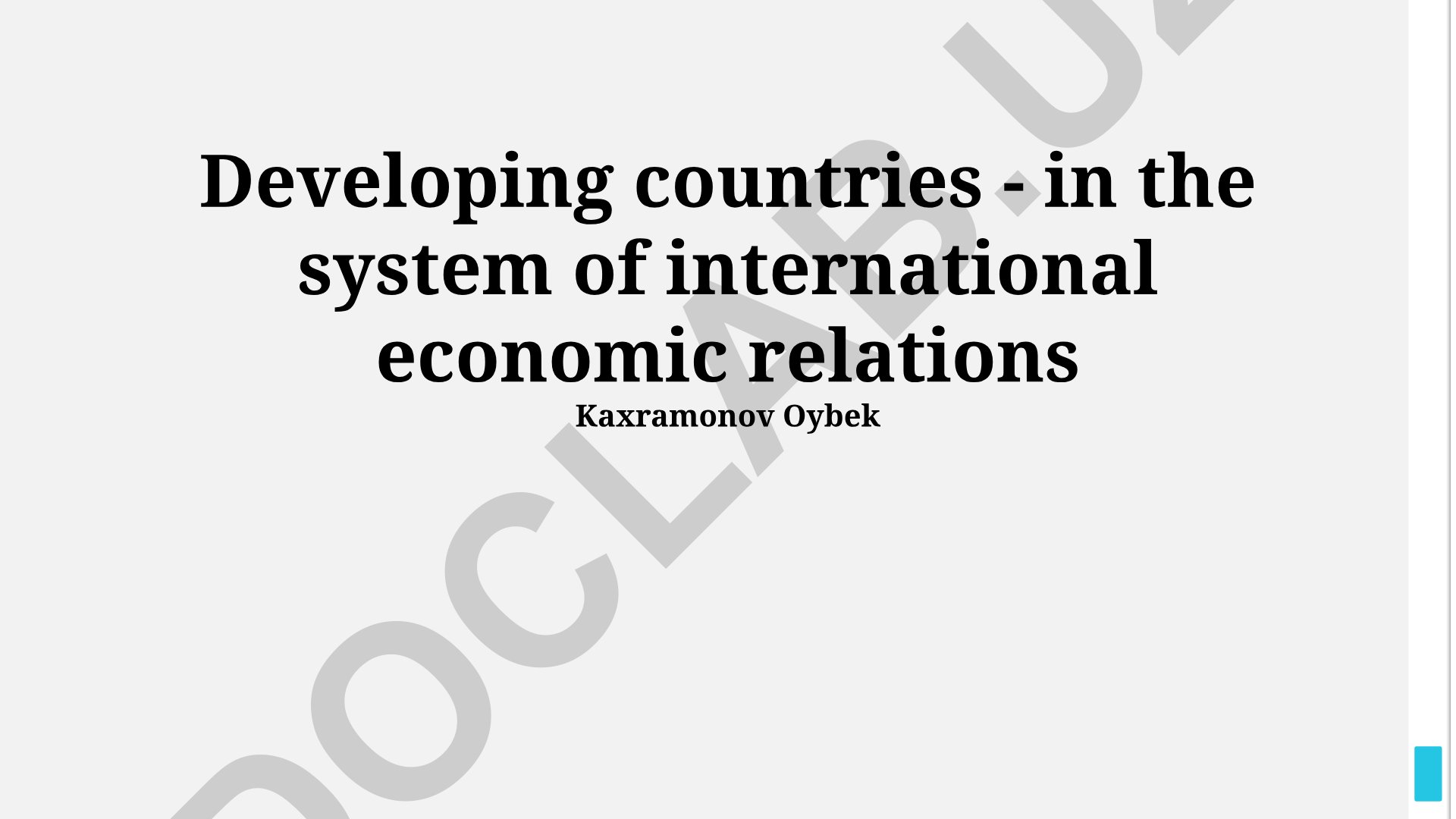 Developing countries in the system of international economic relations