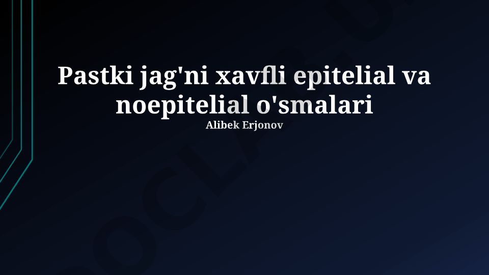 Parotid bezining epiteliy va noepitelial yomon xulqli o'smalari