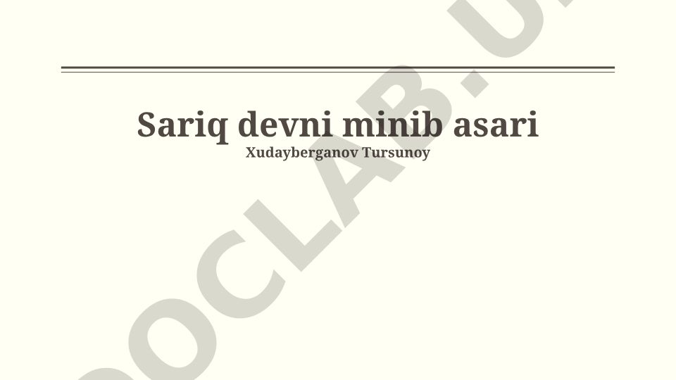 Sariq tuya minish texnikasi va Xudayberganov Tursunoyning asari