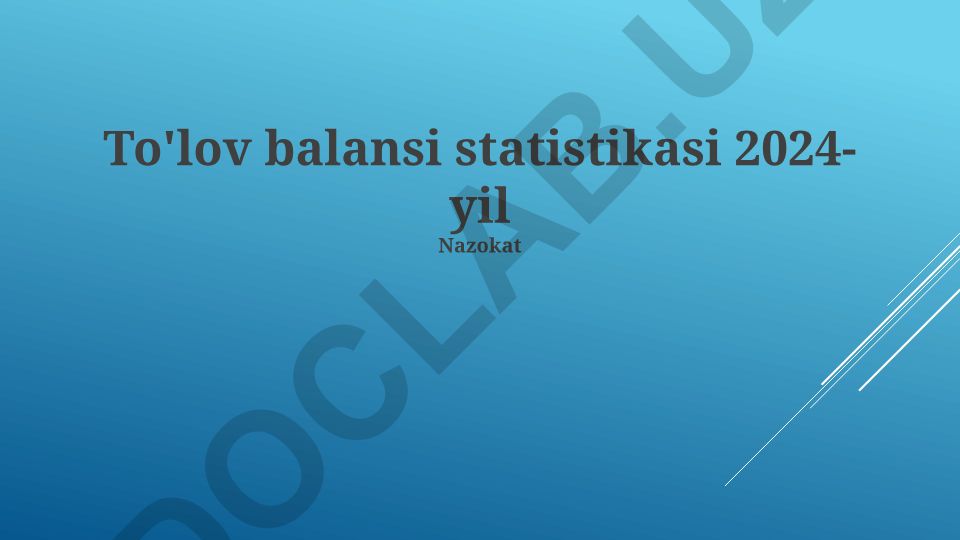 To'lov balansi statistikasi 2024-yil