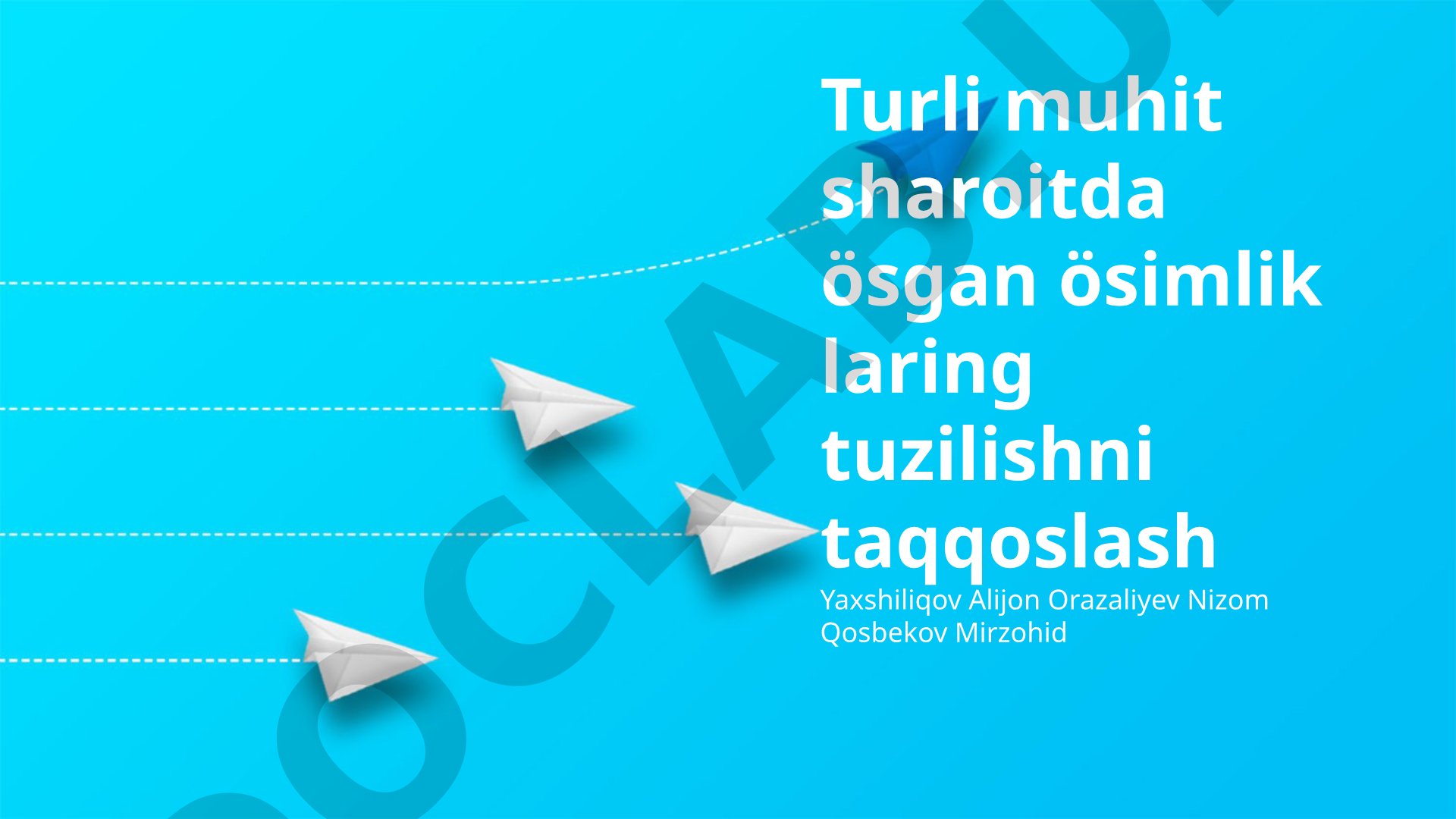 Turli muhit sharoitida o'sgan o'simliklar halqum tuzilishini taqqoslash