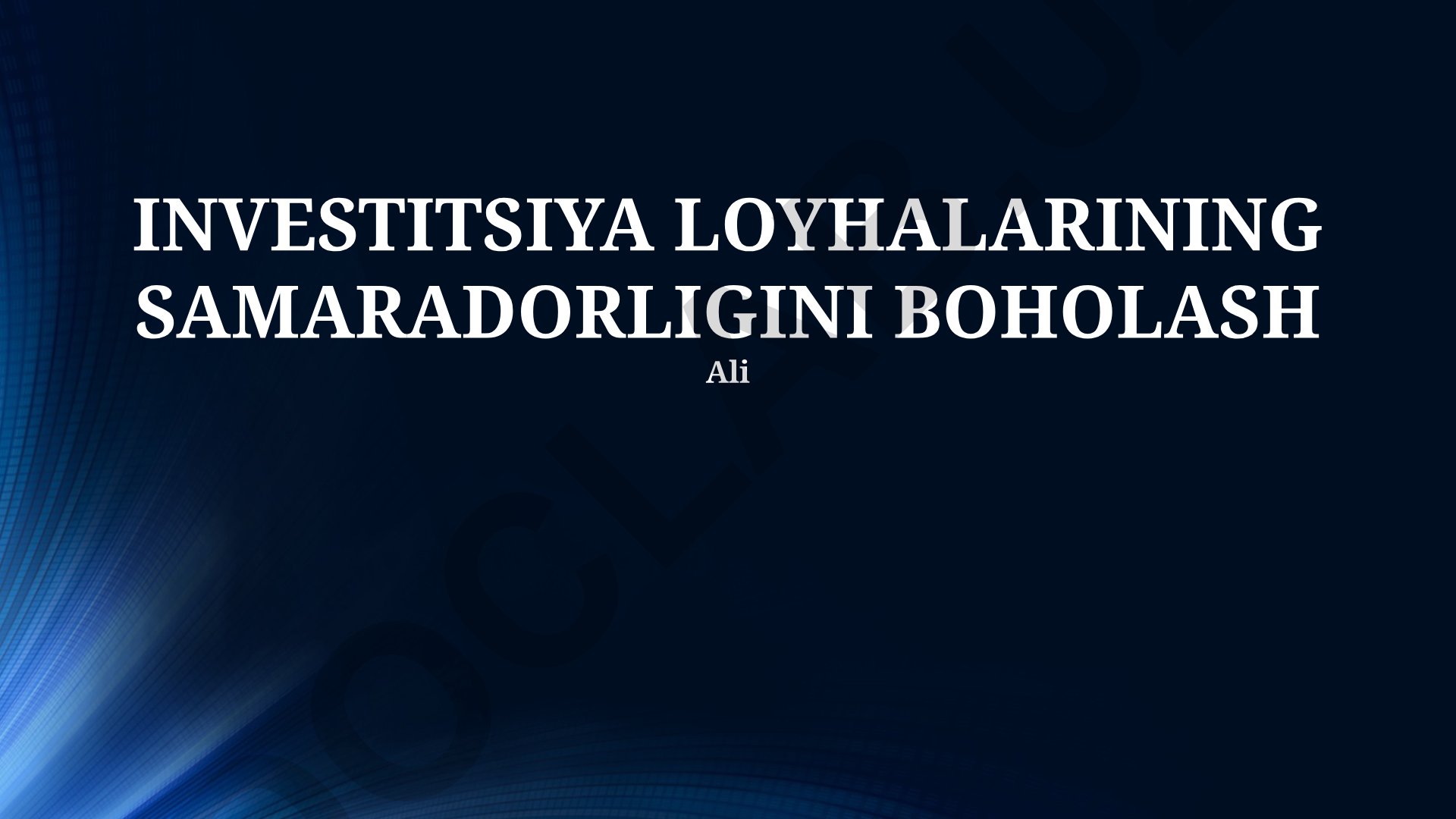 Investitsiya loyihalarining samaradorligini baholash