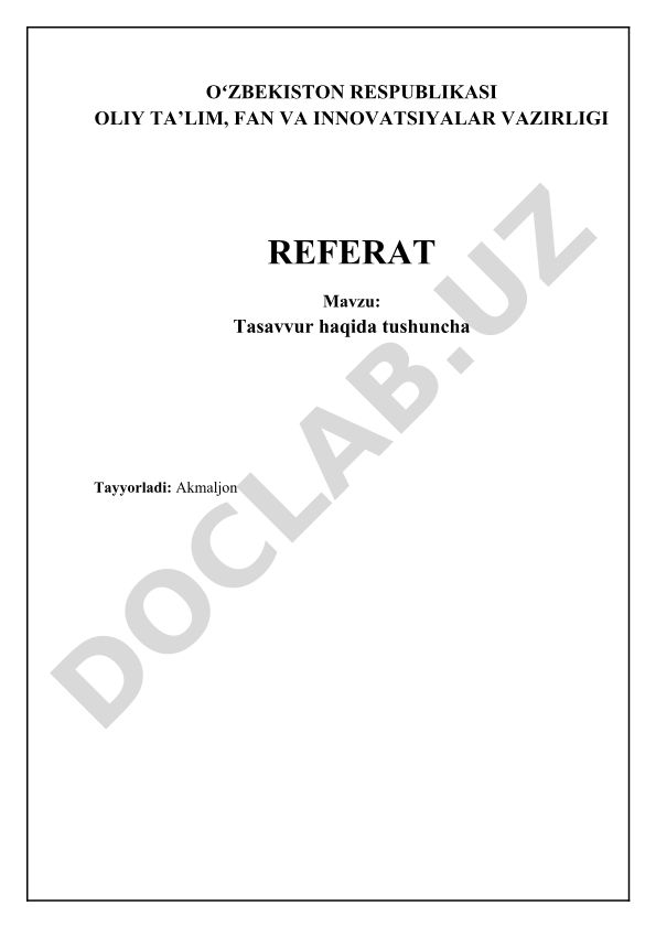Tasavvur haqida tushuncha