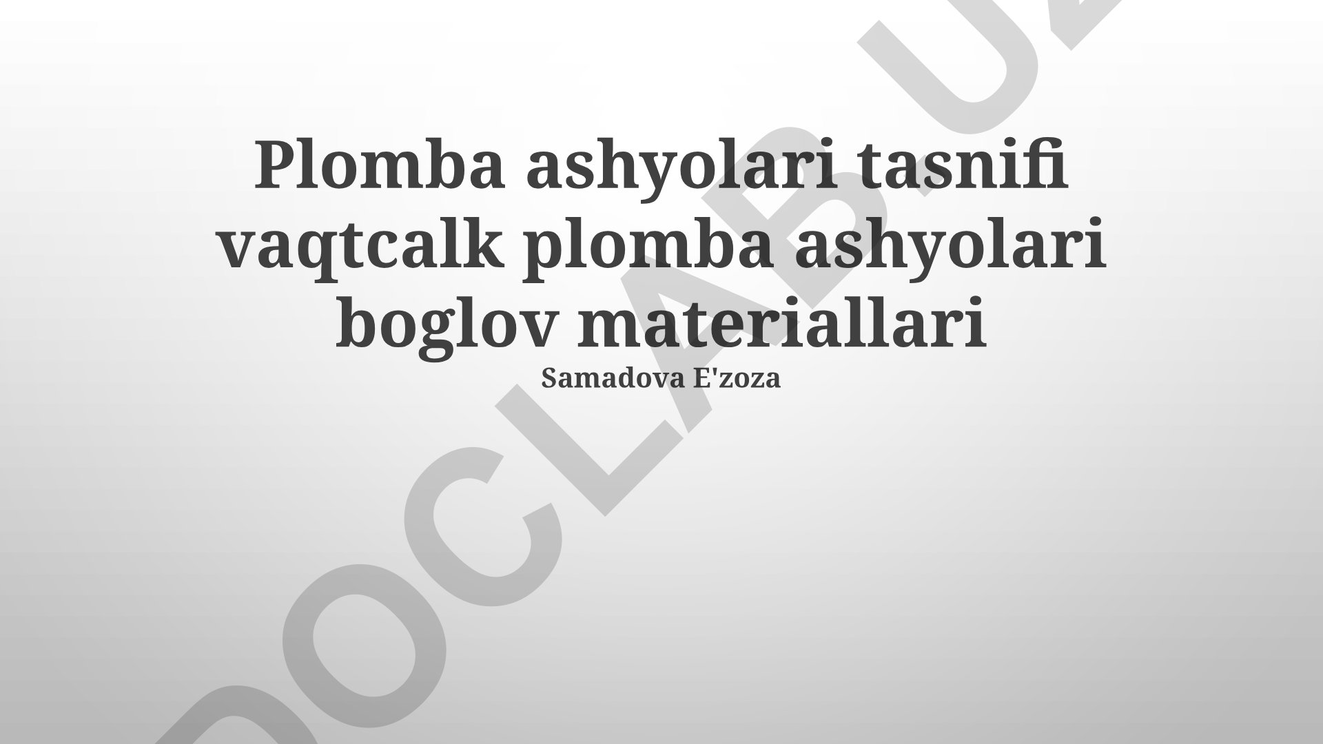 Plomba ashyolari tasnifi va vaqtinchalik plomba materiallari