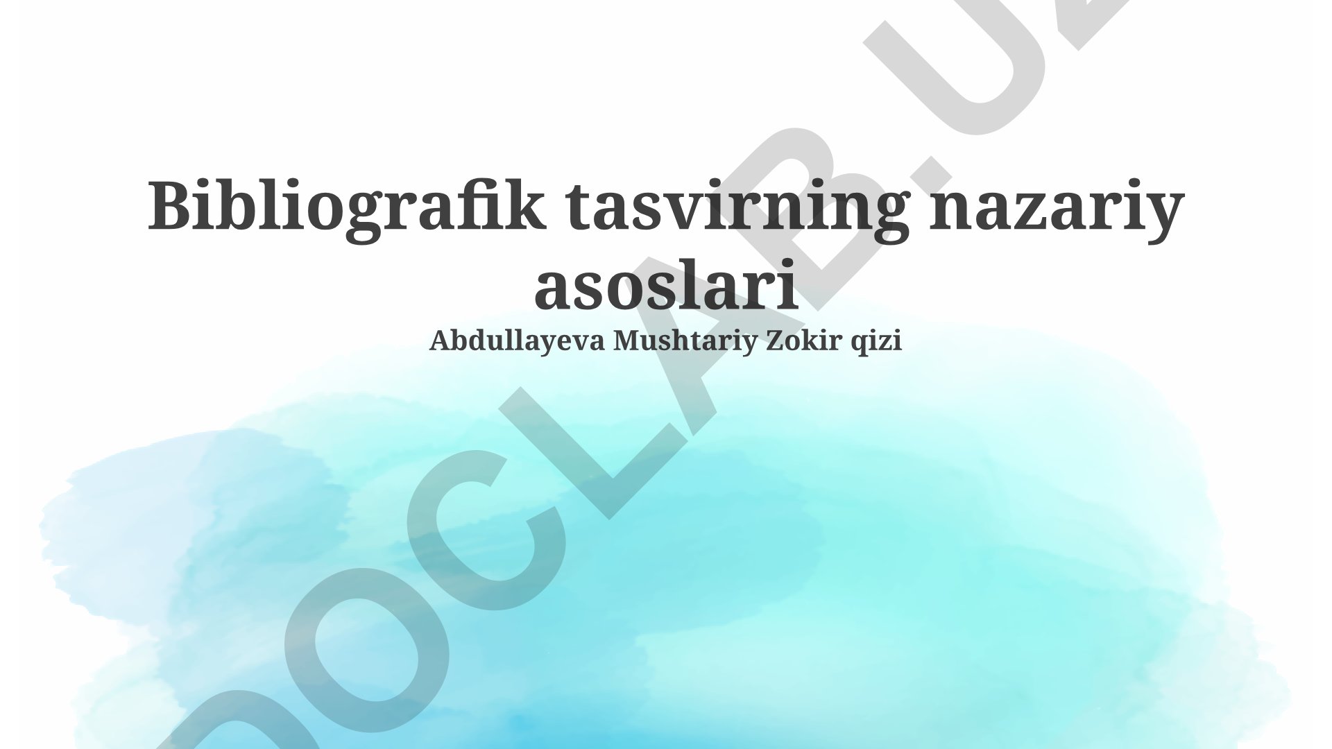 Bibliografik tasvirning nazariy asoslari va kelajagi