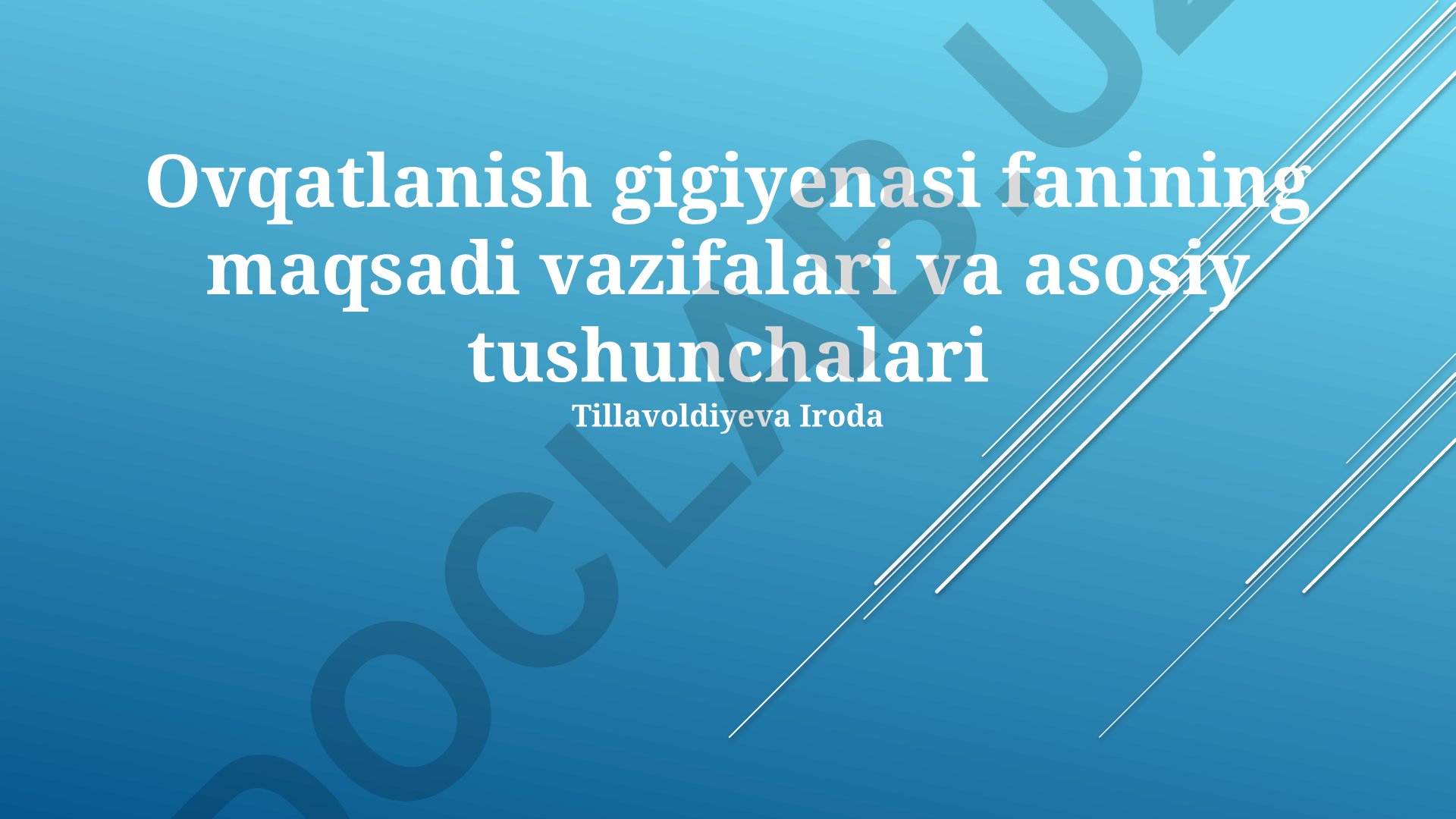 Ovqatlanish gigiyenasi fanining maqsadi, vazifalari va asosiy tushunchalari