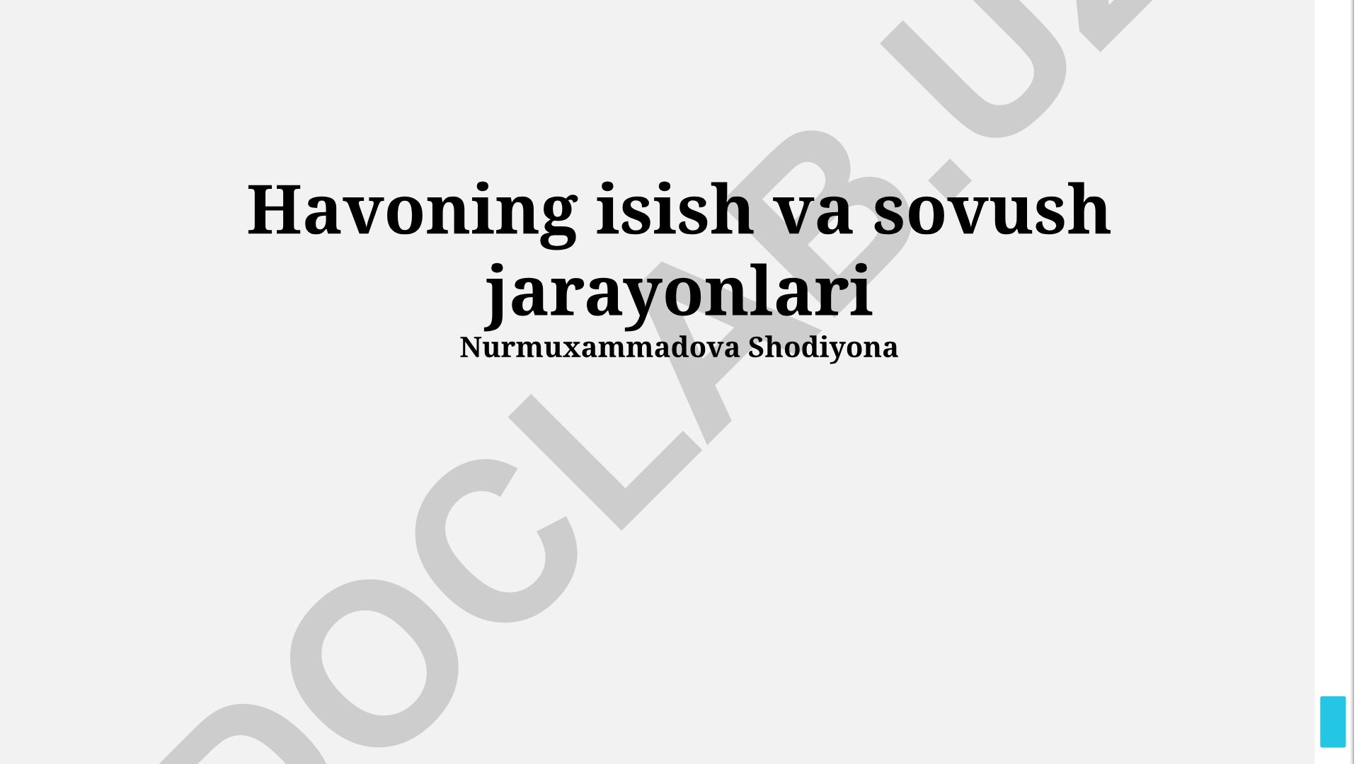 Havoning isish va sovutish jarayonlari