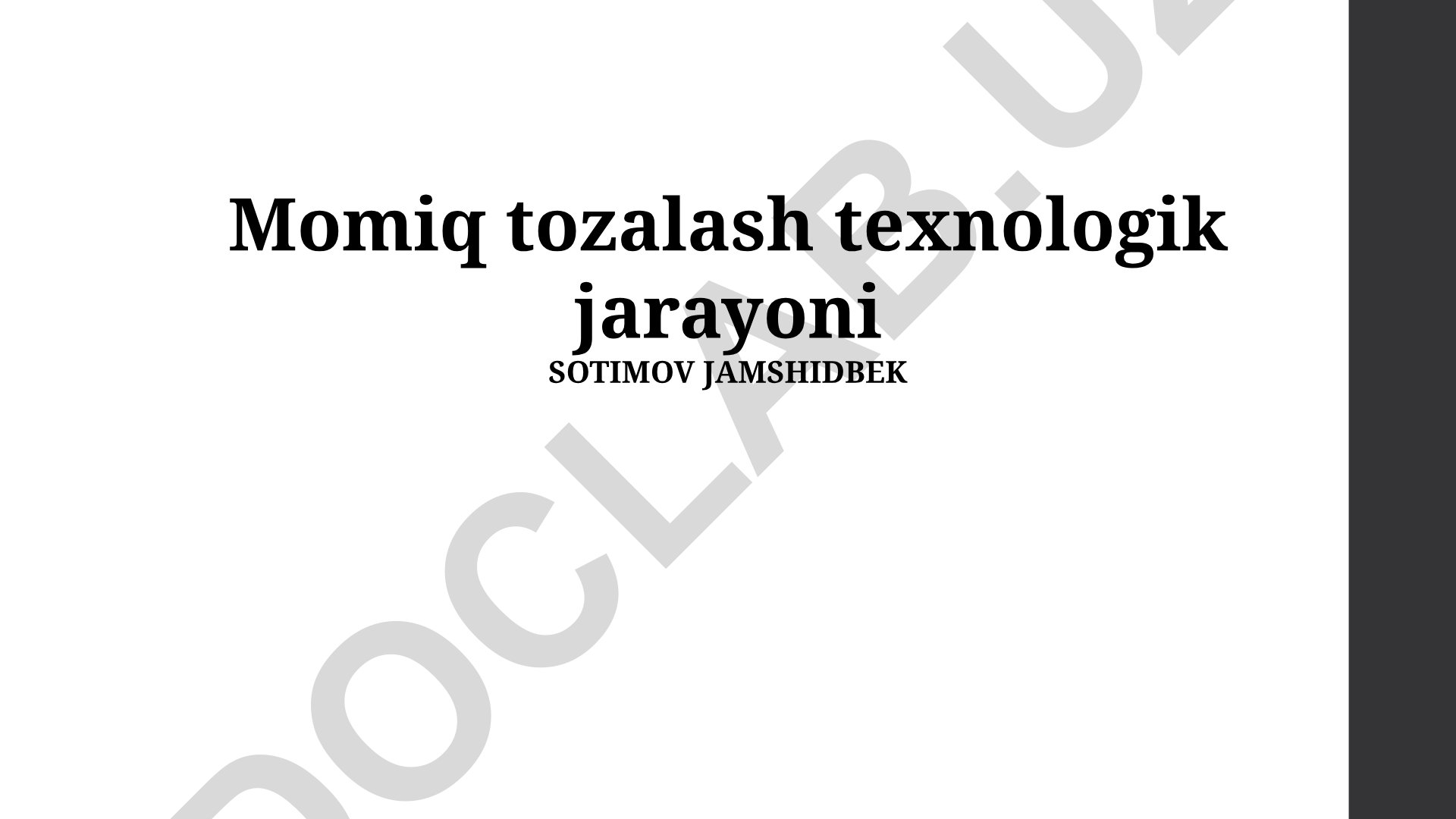 Momiq tozalash texnologik jarayoni
