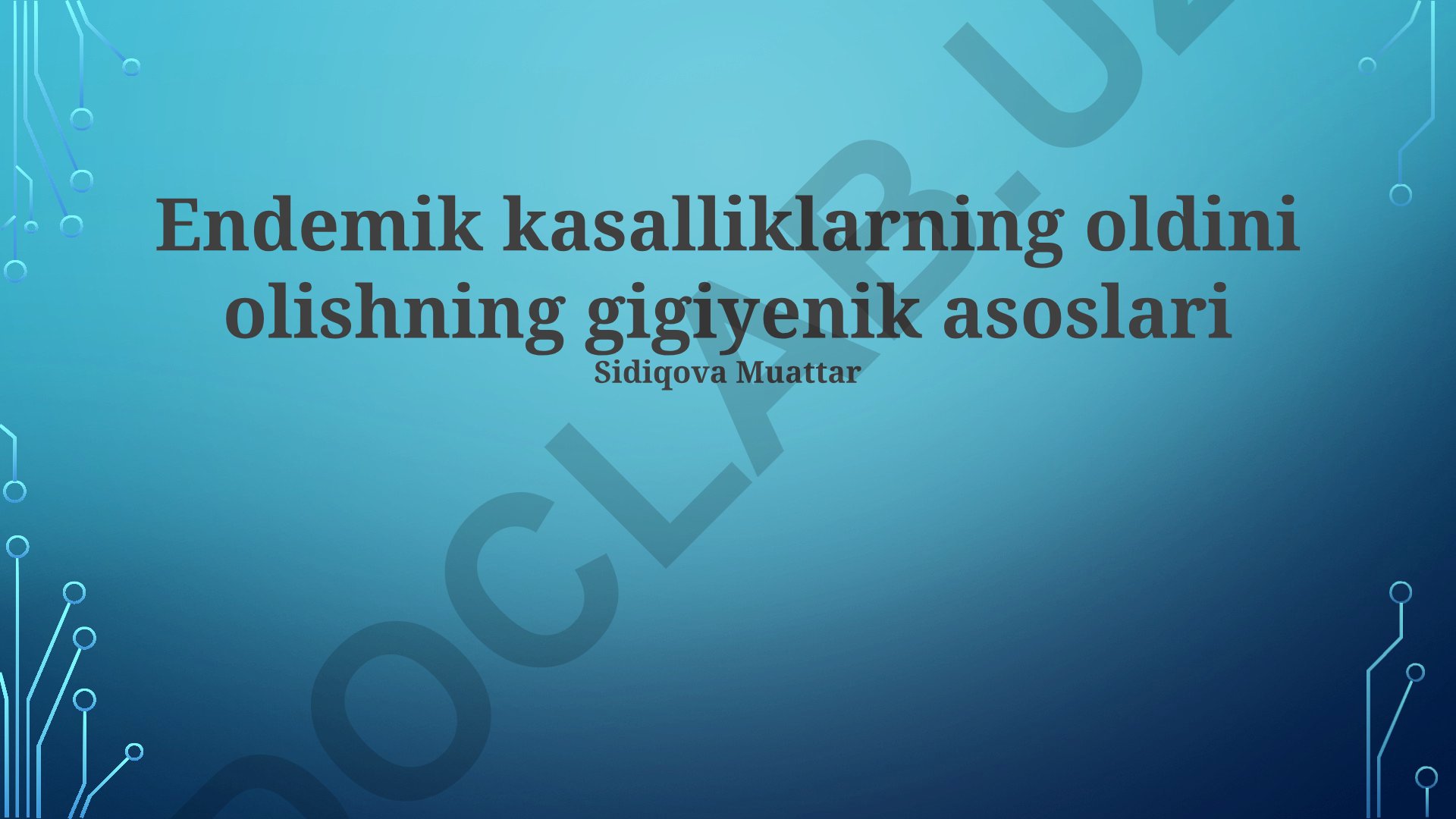 Endemik kasalliklarning oldini olishning gigiyenik asoslari