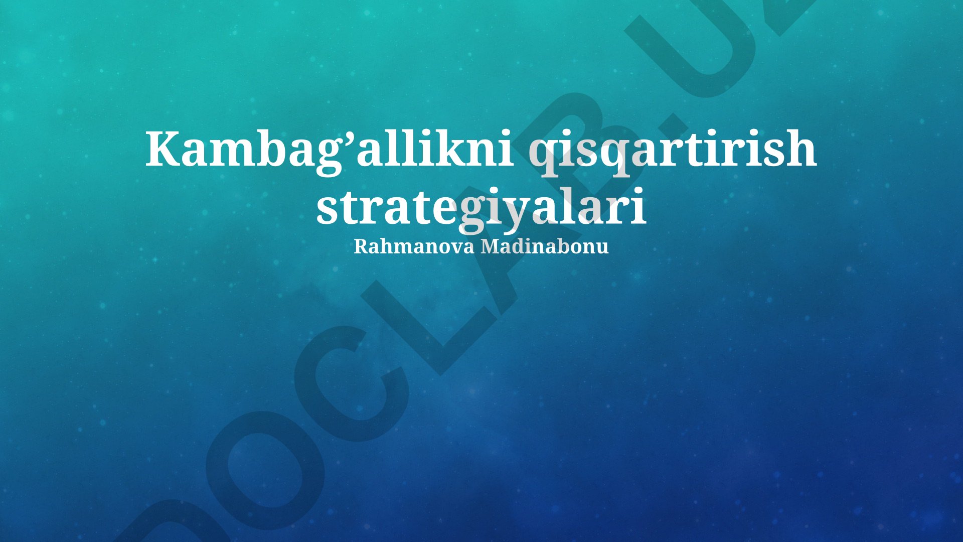 Qashshoqlikni kamaytirish strategiyalari