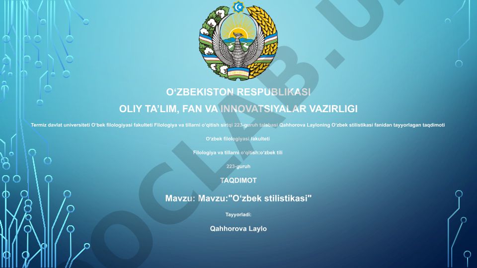 O‘zbek stilistikasi
