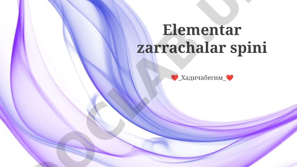 Elementar zarrachalar spini