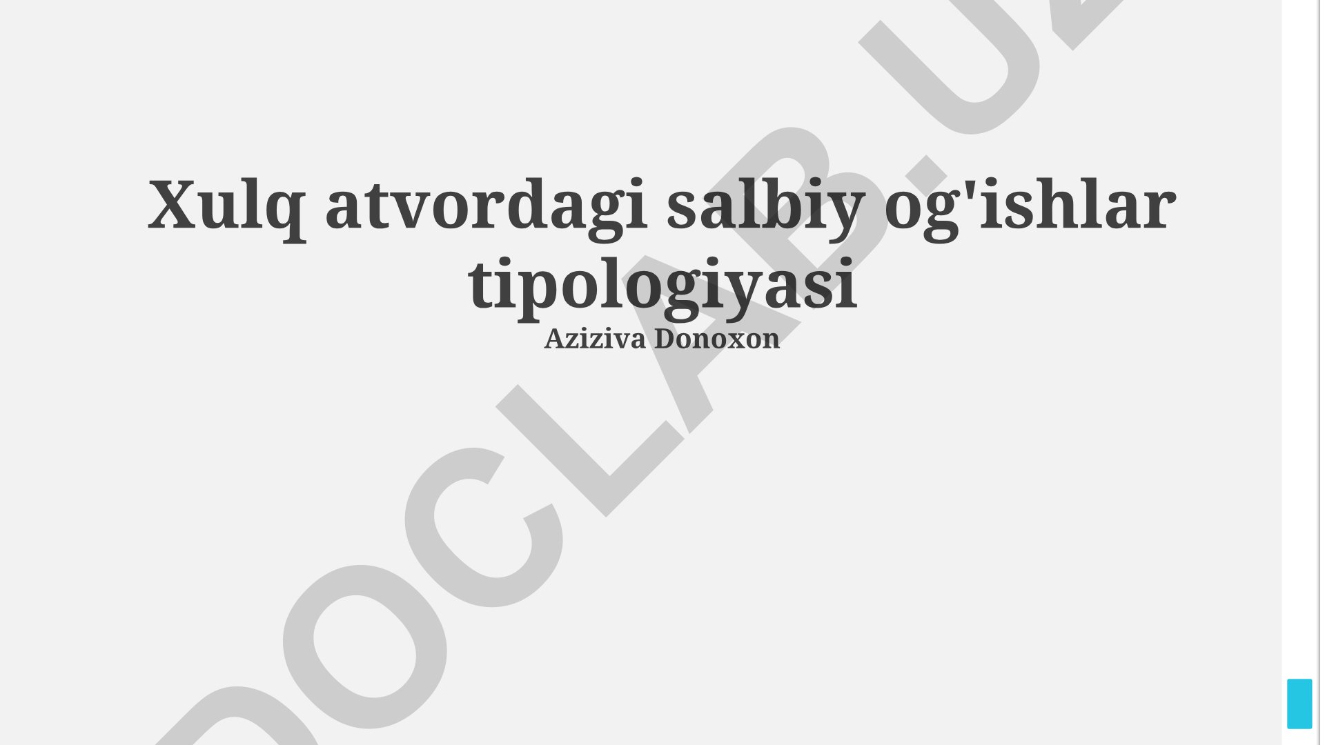 Xulq atvordagi salbiy og'ishlar tipologiyasi
