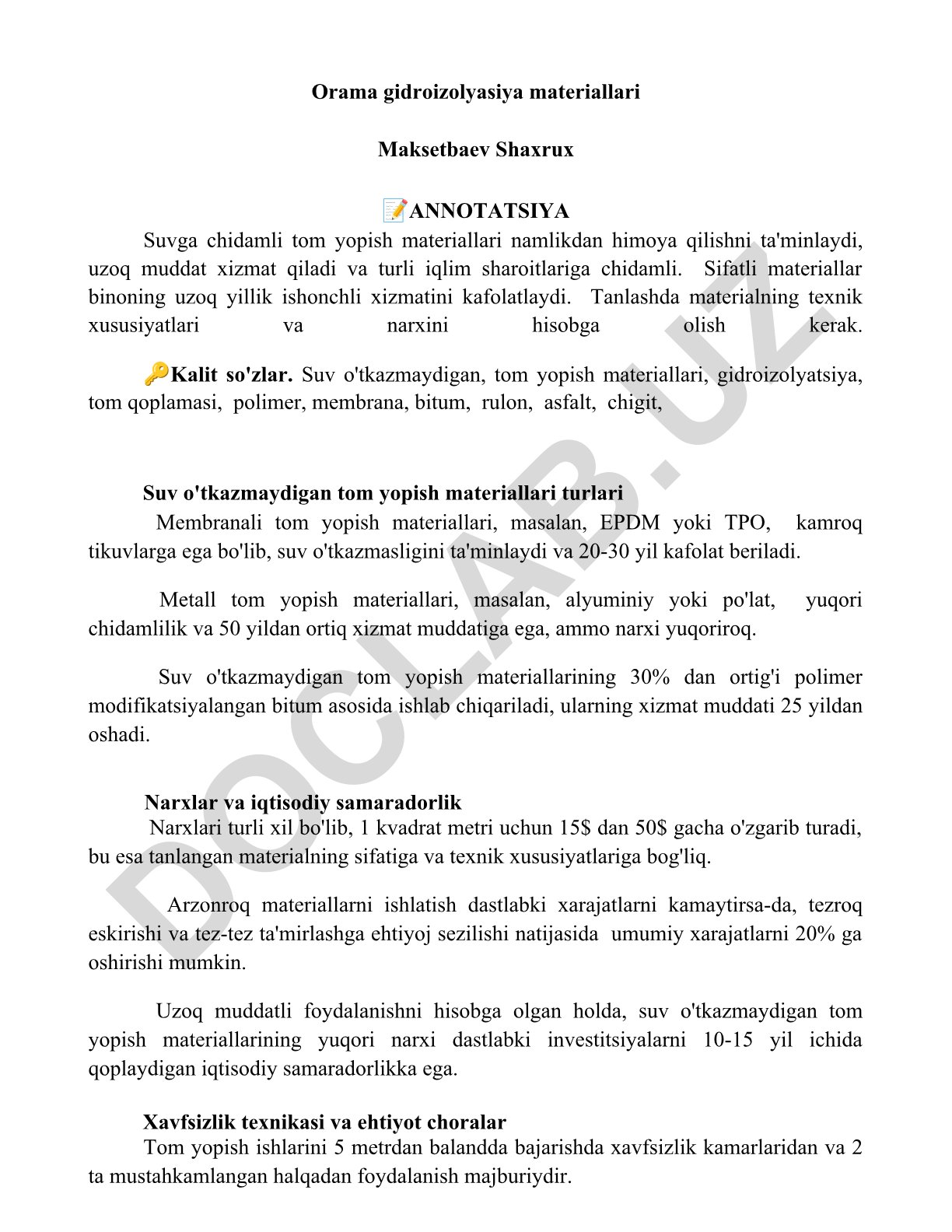Orama gidroizolyasiya materiallari