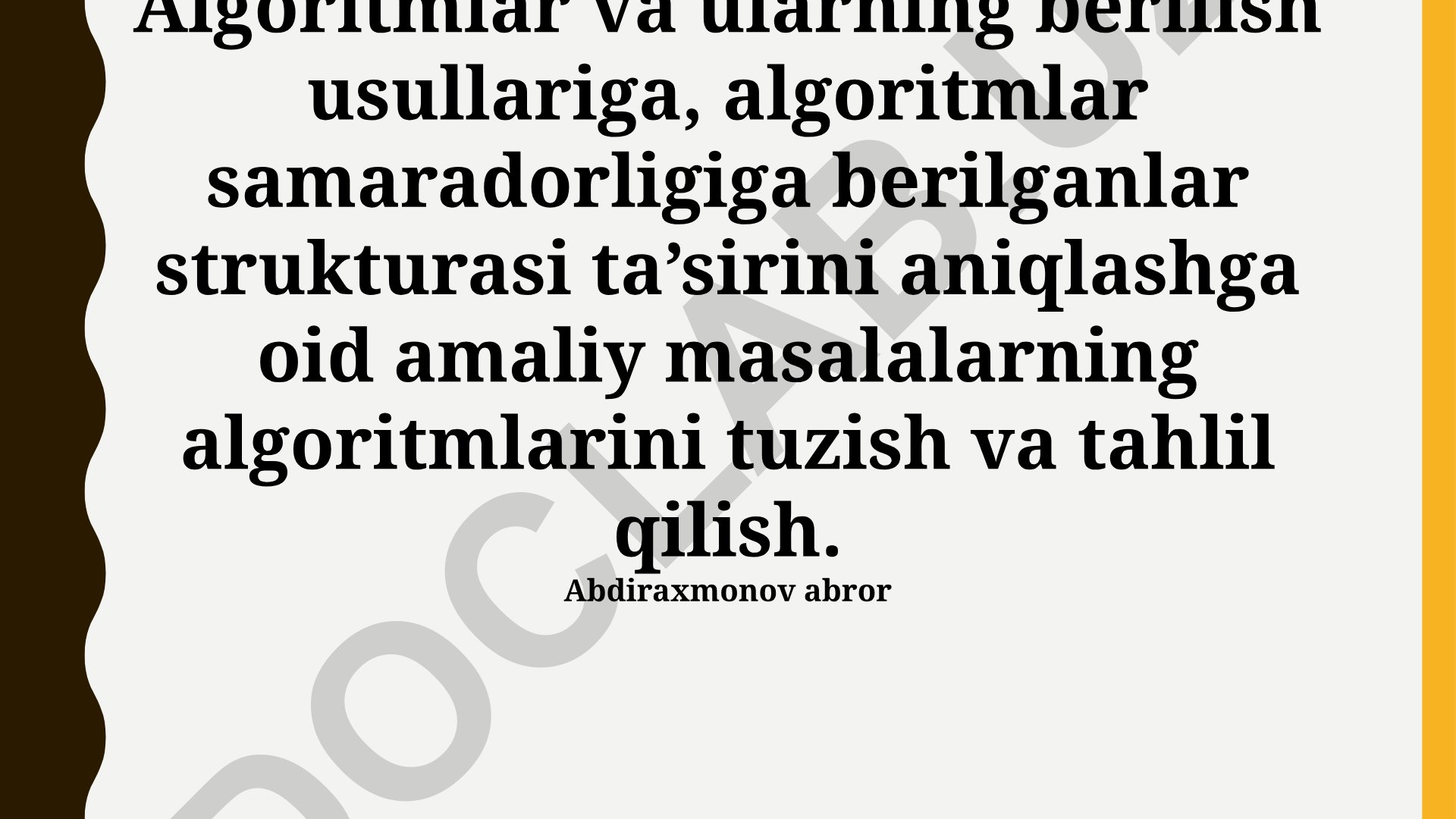 Algoritmlar va ularning samaradorligini tahlil qilish