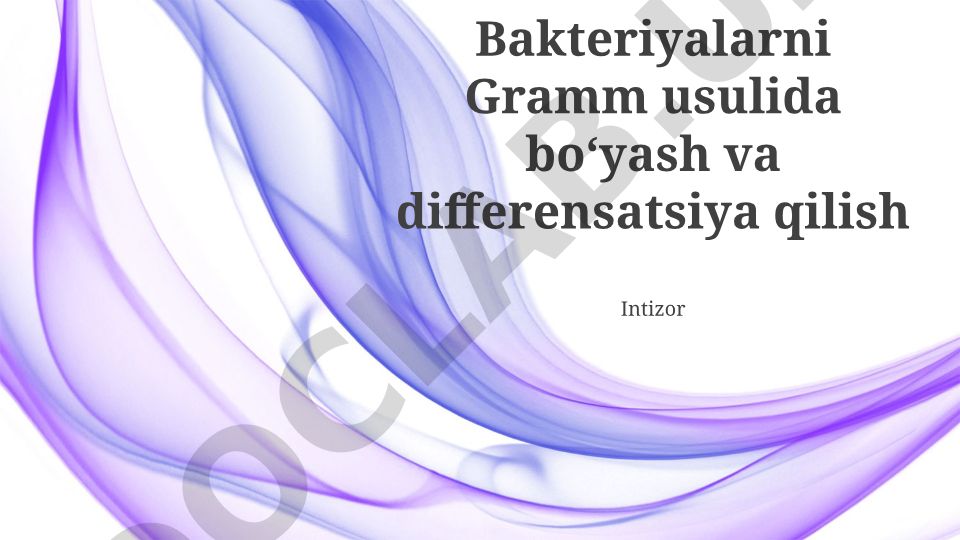 Bakteriyalarni Gramm usulida bo‘yash va differensatsiya qilish