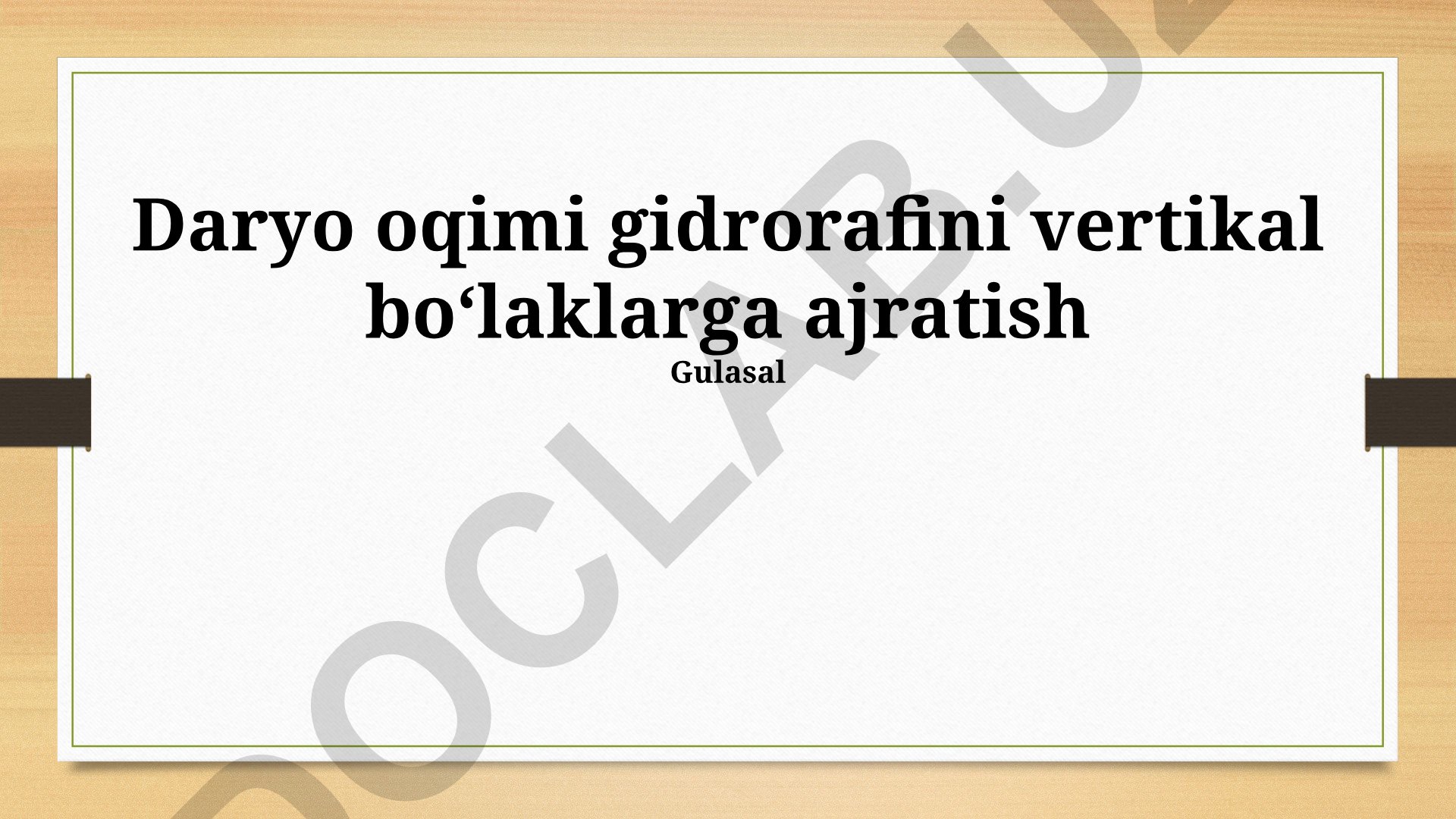 Daryo oqimi gidrografining vertikal kesimi va tahlil usullari