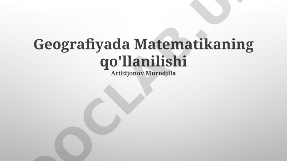 Geografiyada matematikaning qo'llanilishi