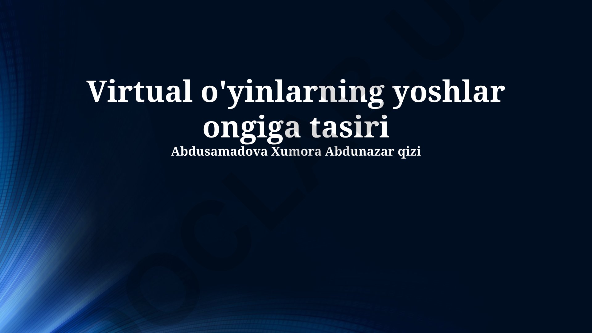 Virtual o'yinlarning yoshlar ongiga ta'siri