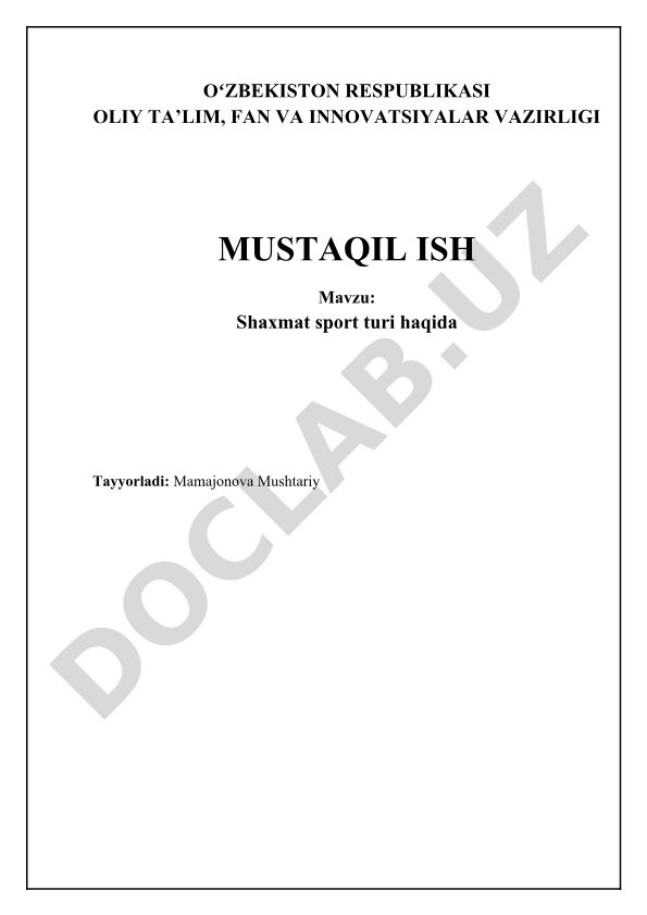 Shaxmat sport turi haqida