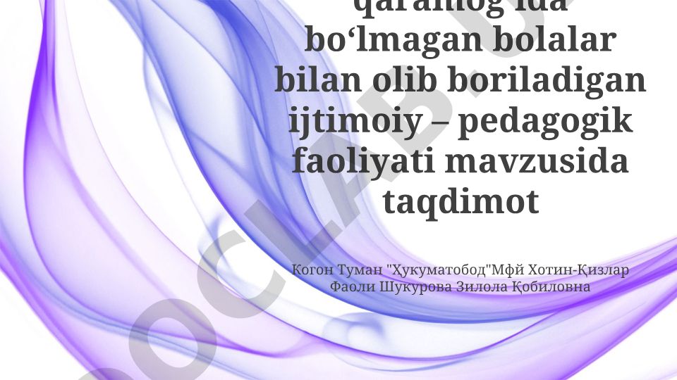 Ota-ona qaramog'ida bo'lmagan bolalar bilan ijtimoiy-pedagogik faoliyat