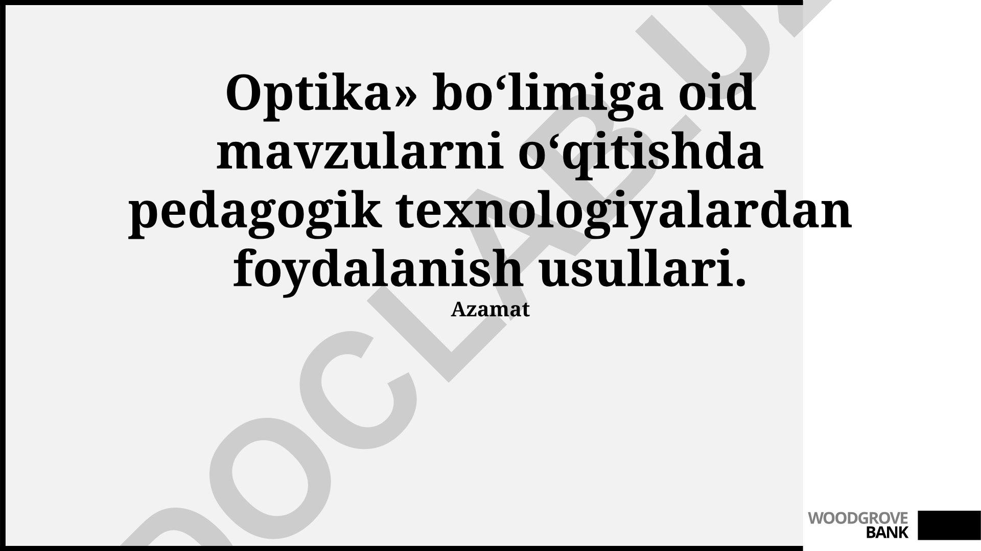 Optika bo'limi mavzularini o'qitishda pedagogik texnologiyalardan foydalanish usullari